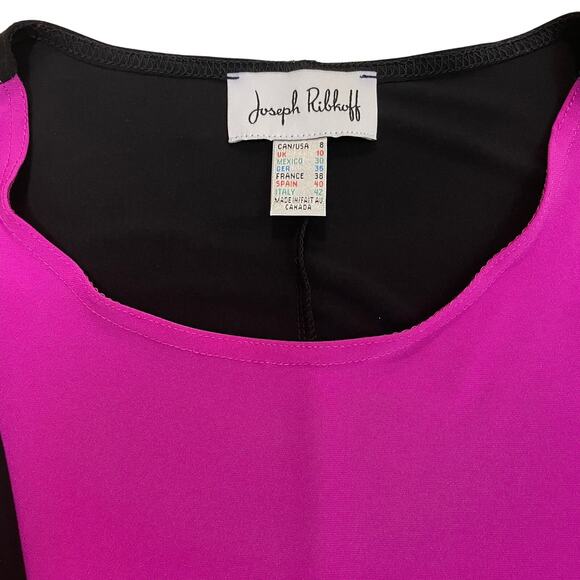 Joseph Ribkoff Sleeveless Asymmetrical Hem Tunic Top | Colorblock, Fuchsia NWOT - Picture 2 of 3